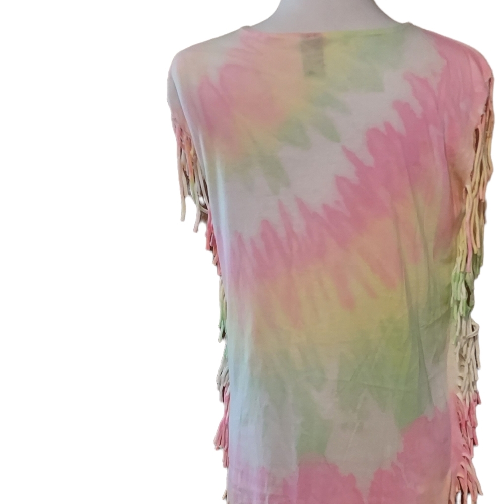 bathing suit cover up os Sleeveless Tiedye Fringe Florida Woman dress Bl… - Picture 3 of 5